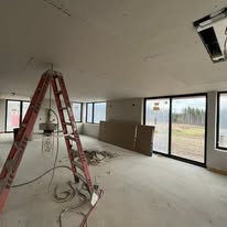 New construction drywall installation at Mapleton, ME